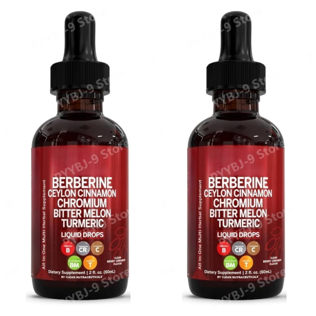 Berberine, Chromium, Turmeric & Ginseng 2Oz Liquid Drops Organic Herbal Supplement for Wellness Supports Healthy Balance