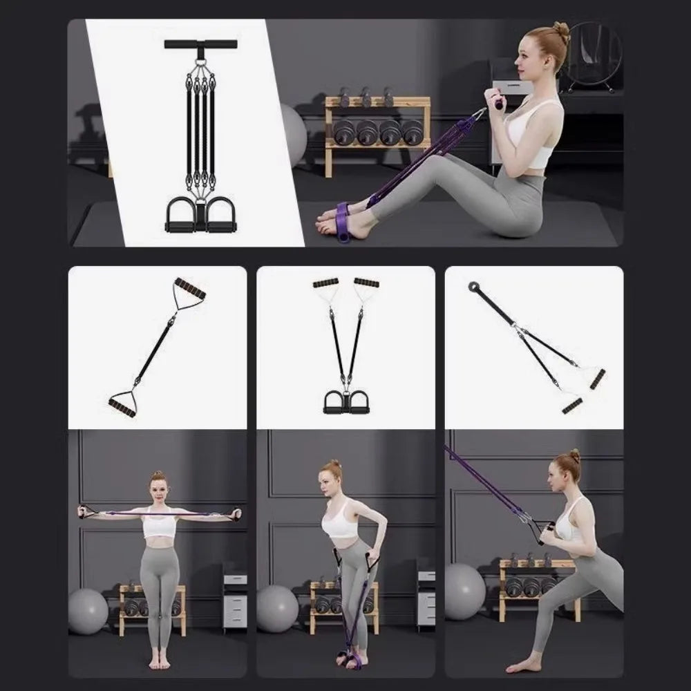 Multifunction Fitness Tension Rope Non-Slip with Handles Foot Pedal Resistance Band Adjustable Pedal Ankle Puller for Men Women