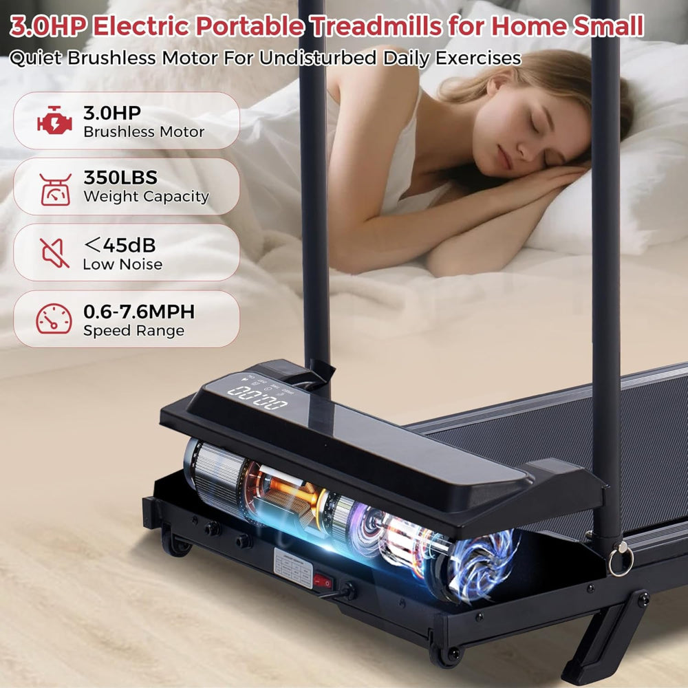 Walking Pad Treadmill with Incline, 2026 Upgrade Portable Walking Pad Treadmill with Handle Bar, 0.6-7.6MPH Small Treadmills Walking Pad for Home Small, 3.5HP, 350LBS