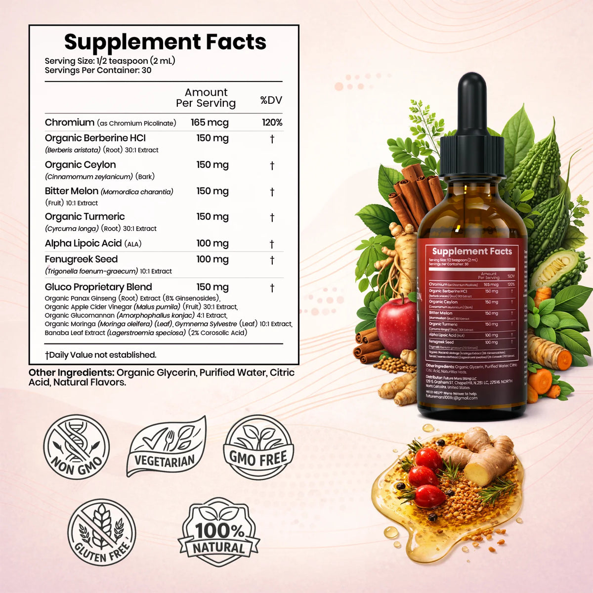 Organic Berberine & Ceylon Cinnamon Liquid Drops – 13-IN-1 with Bitter Melon, Turmeric, Support Blood Sugar, Metabolism & Weight Management, 2 Fl Oz