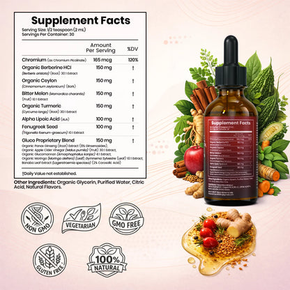 Organic Berberine & Ceylon Cinnamon Liquid Drops – 13-IN-1 with Bitter Melon, Turmeric, Support Blood Sugar, Metabolism & Weight Management, 2 Fl Oz