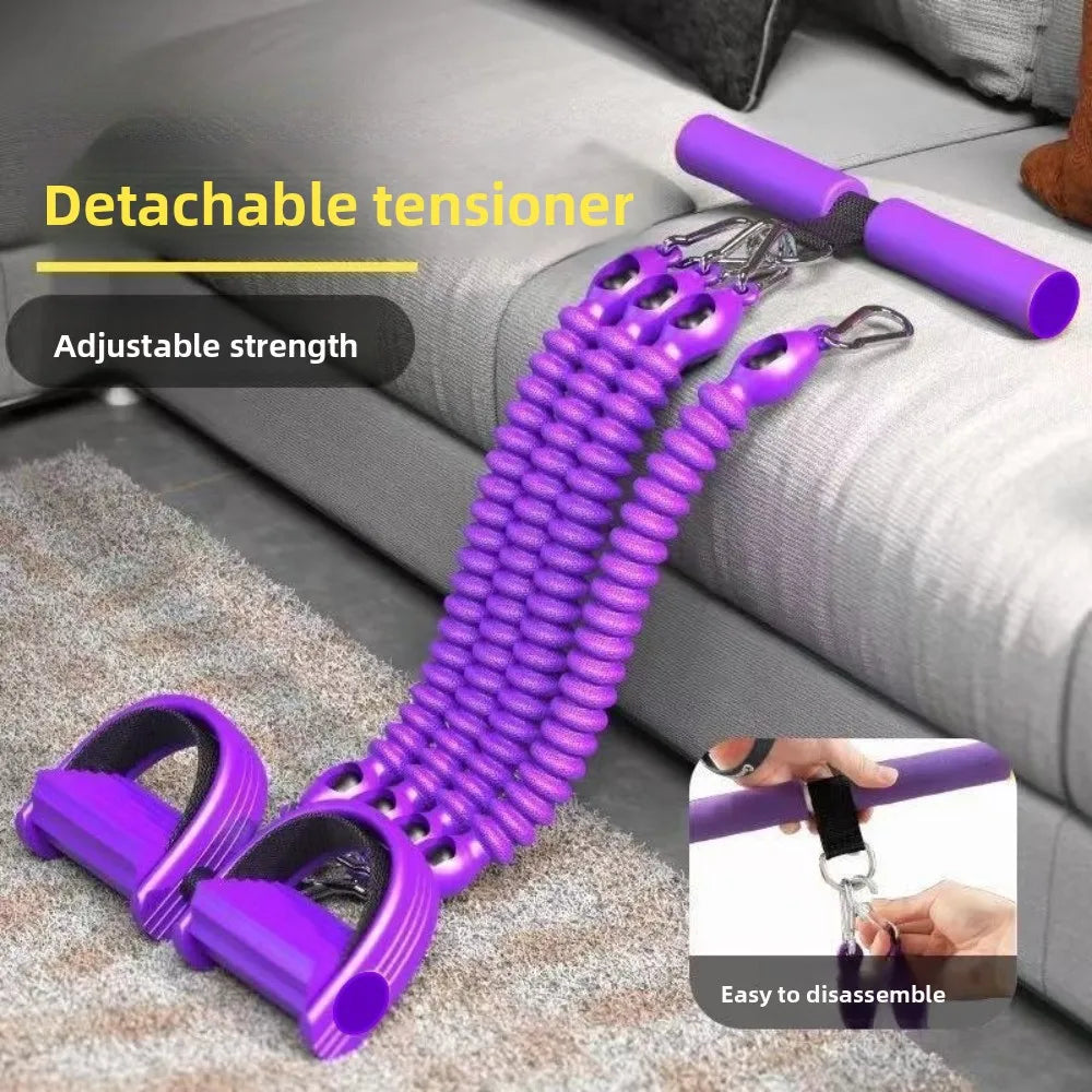 Multifunction Fitness Tension Rope Non-Slip with Handles Foot Pedal Resistance Band Adjustable Pedal Ankle Puller for Men Women