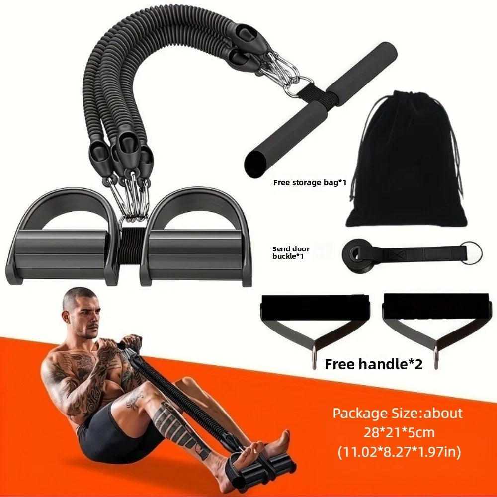 Multifunction Fitness Tension Rope Non-Slip with Handles Foot Pedal Resistance Band Adjustable Pedal Ankle Puller for Men Women