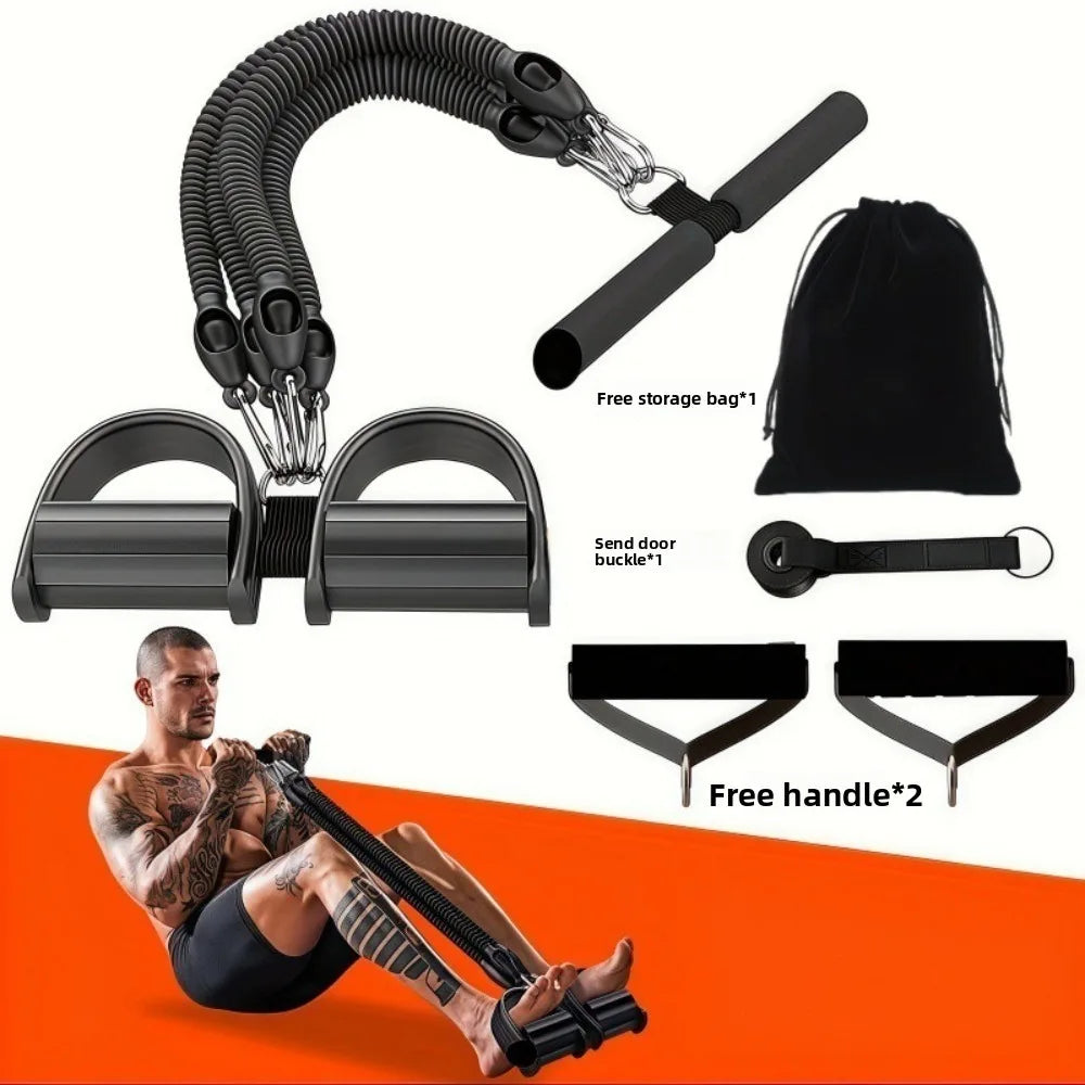 Multifunction Fitness Tension Rope Non-Slip with Handles Foot Pedal Resistance Band Adjustable Pedal Ankle Puller for Men Women